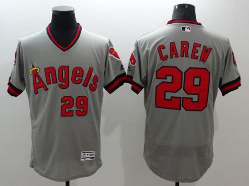 Angels of Anaheim #29 Rod Carew Grey Flexbase Authentic Collection Cooperstown Stitched MLB Jersey